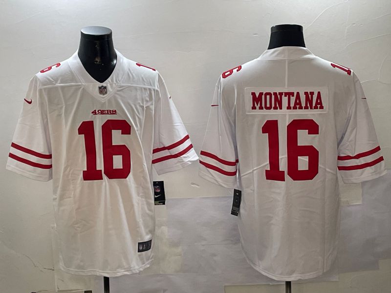 Men San Francisco 49ers #16 Montana White Second generation 2024 Nike Limited NFL Jersey style 0108->san francisco 49ers->NFL Jersey